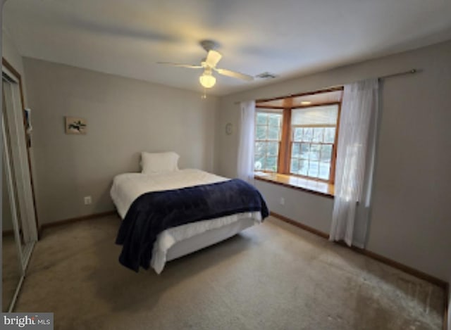 bedroom with carpet and ceiling fan