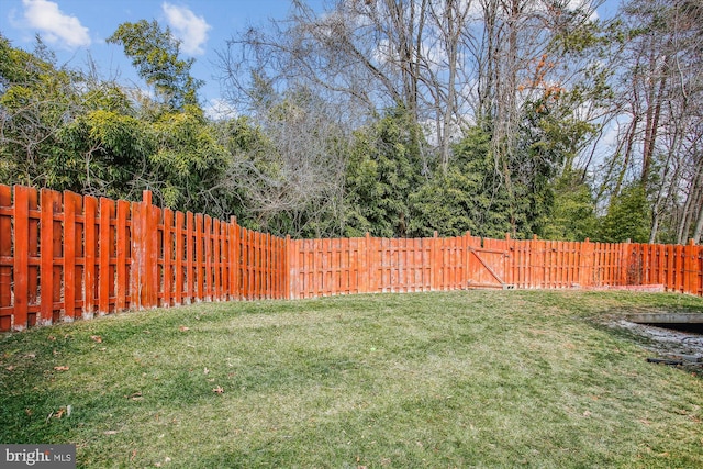 view of yard featuring a fenced backyard