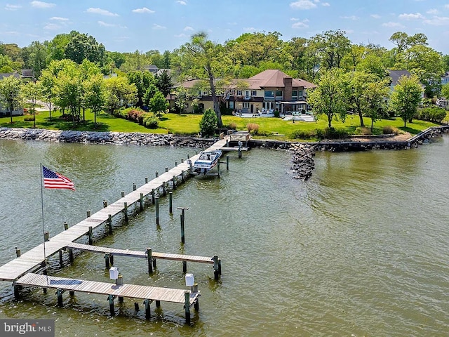 dock area featuring a water view