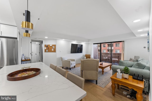 living room featuring light hardwood / wood-style floors