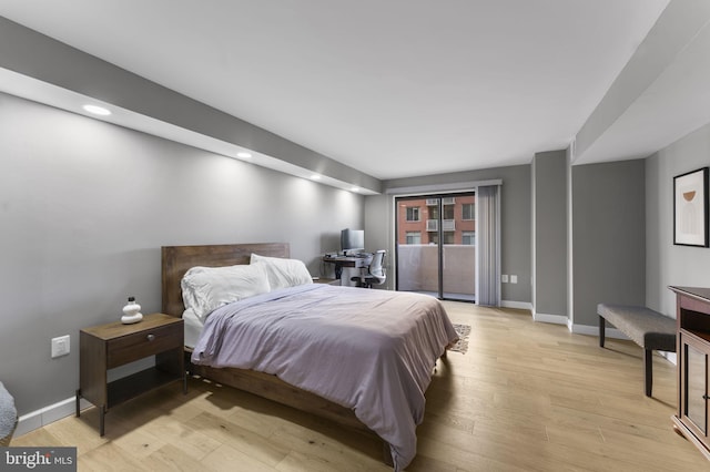 bedroom with light wood-type flooring