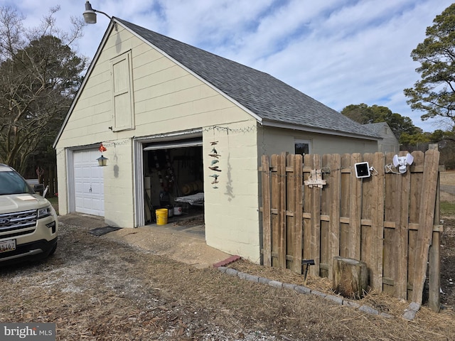 view of garage