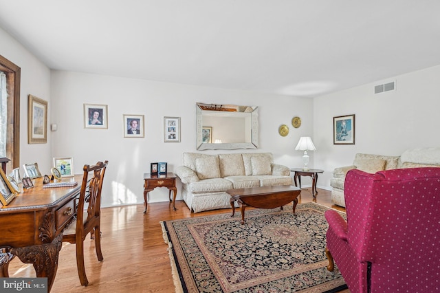 living room with light wood-type flooring