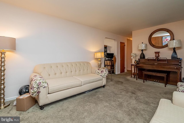 living room with carpet