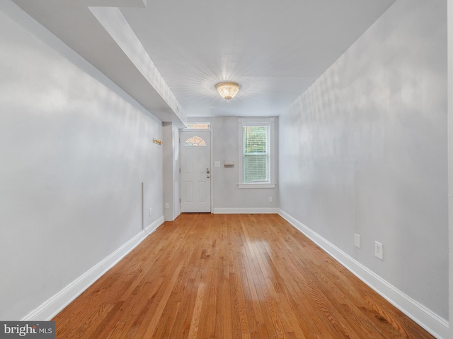 interior space with light hardwood / wood-style floors