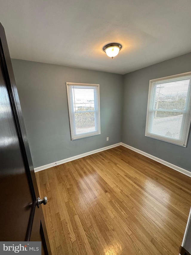 spare room with wood-type flooring