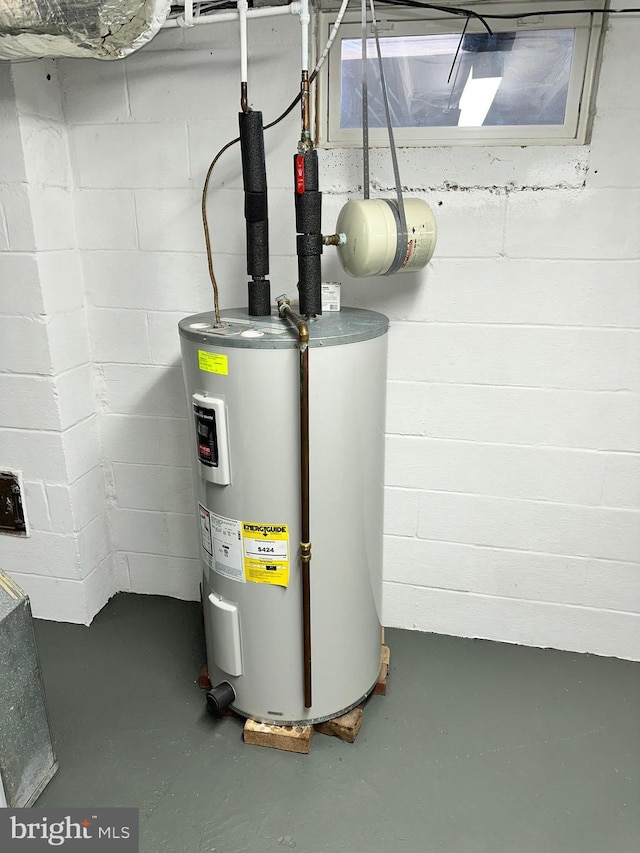 utility room with water heater