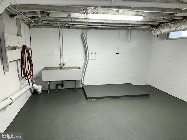 basement featuring sink