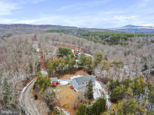 aerial view with a mountain view