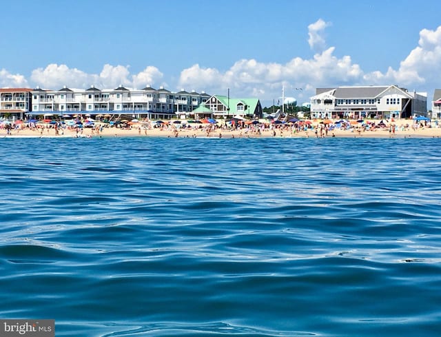 property view of water featuring a view of the beach