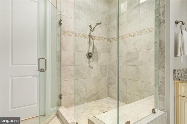 bathroom featuring a shower stall