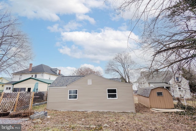 exterior space with a storage unit