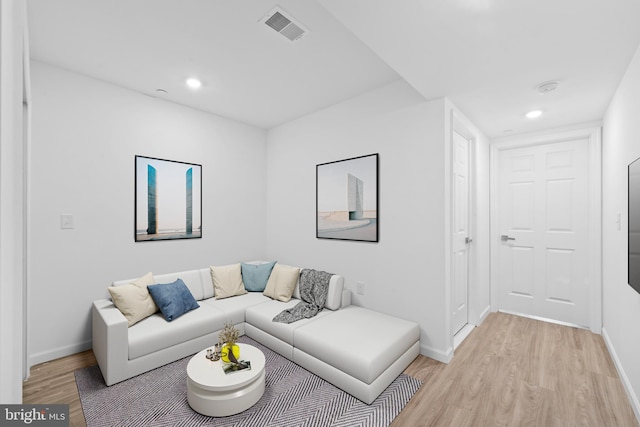 living room featuring light hardwood / wood-style floors