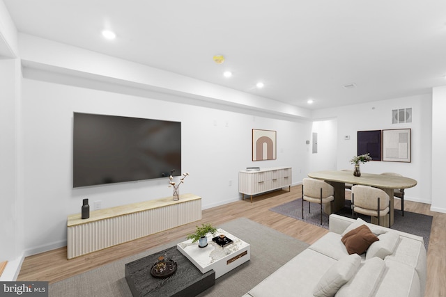 living room with light wood-type flooring