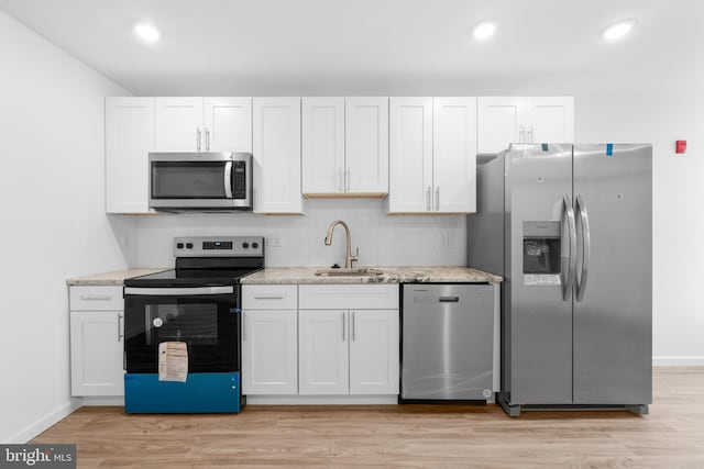 kitchen featuring white cabinetry, sink, and stainless steel appliances