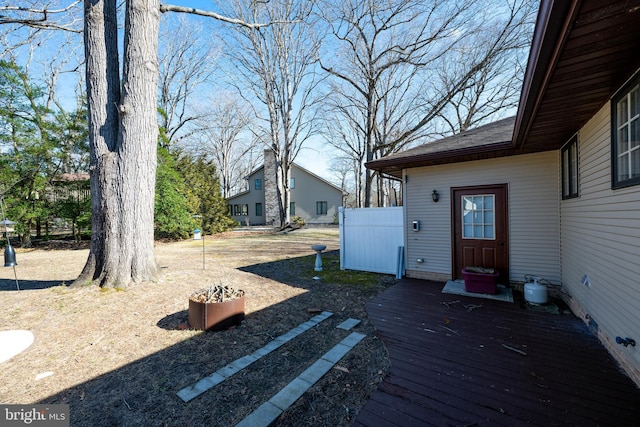 view of yard featuring a deck