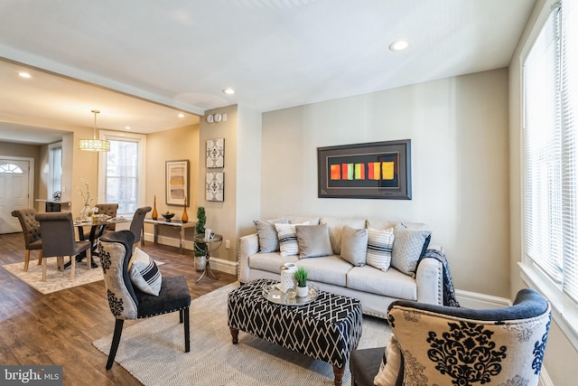 living room with wood-type flooring