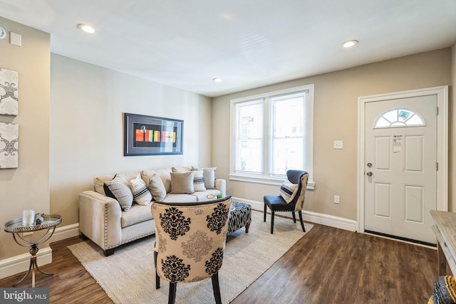 living room with light hardwood / wood-style floors