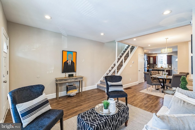 living room with hardwood / wood-style floors