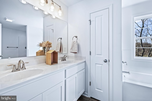 bathroom featuring vanity and a bathtub