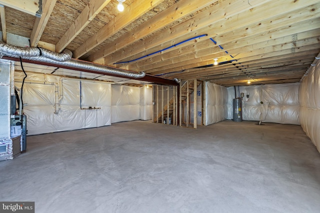 basement with water heater