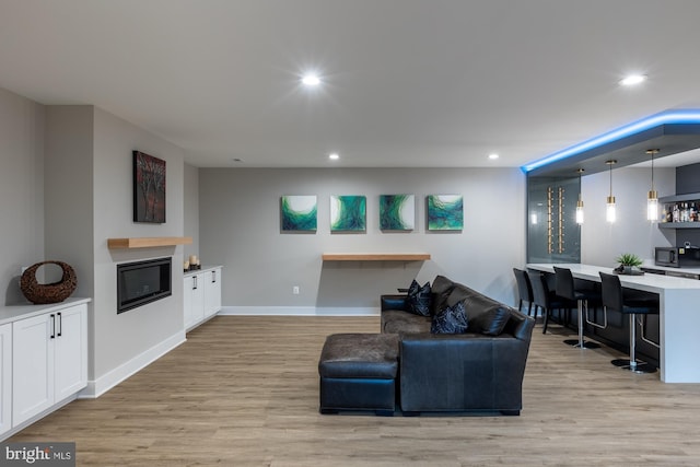 living room featuring light hardwood / wood-style flooring