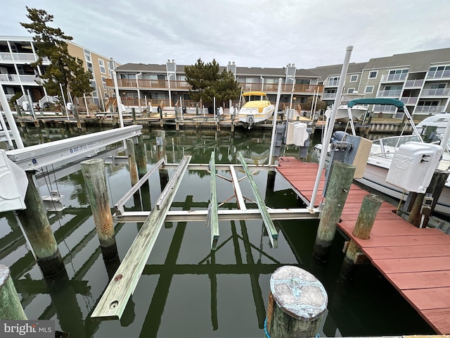 dock area featuring a water view