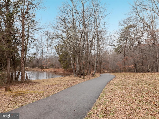 view of road featuring a water view