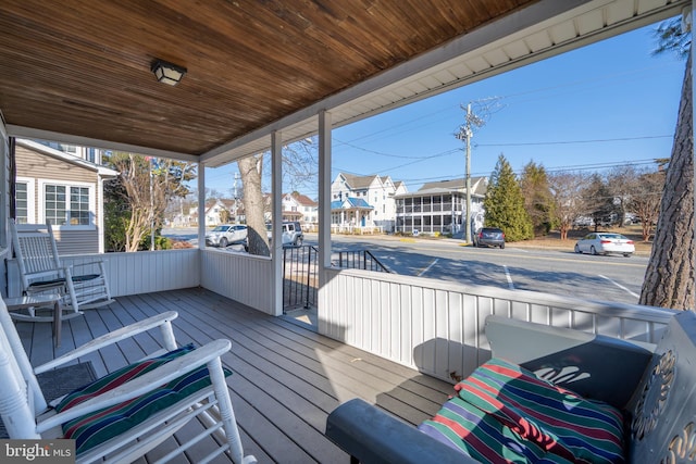 deck featuring a porch