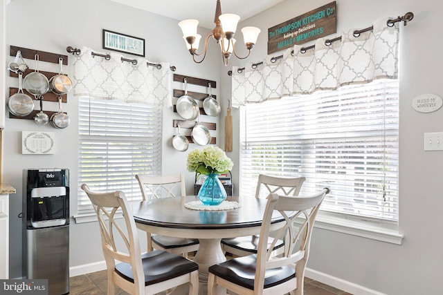 dining room with an inviting chandelier