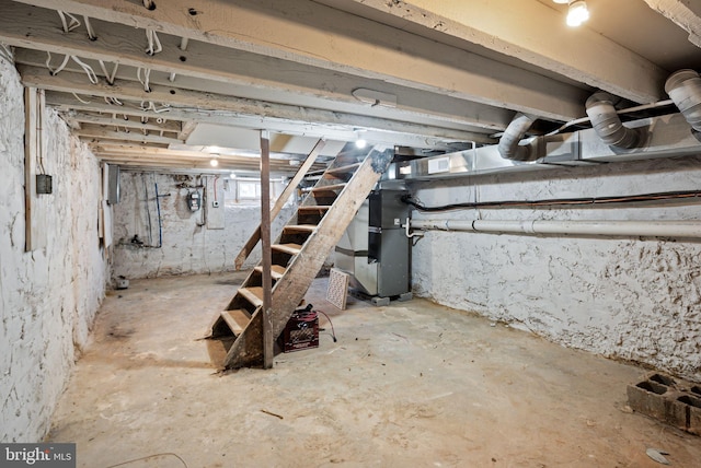 basement with heating unit