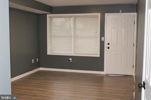 entryway featuring dark wood-type flooring