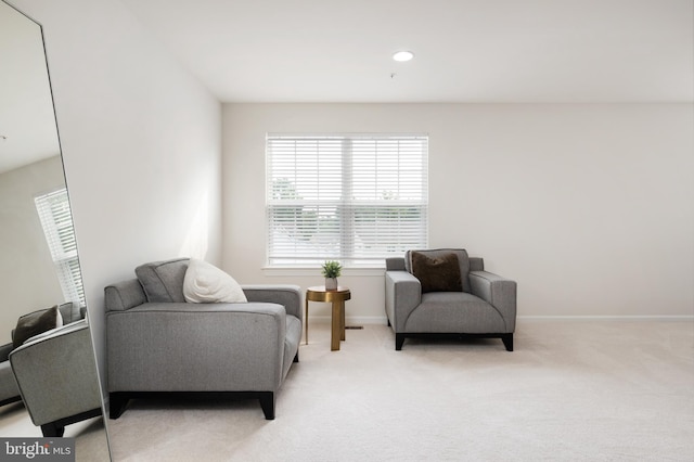 sitting room with light carpet