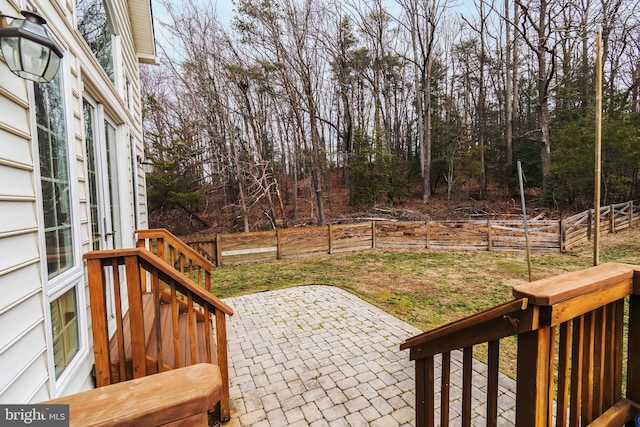 view of yard featuring a patio area and fence