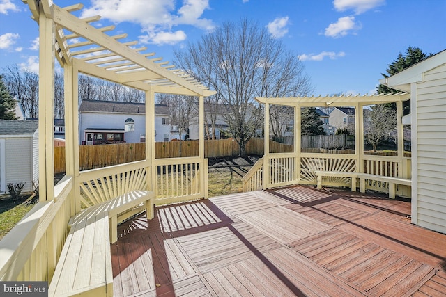 wooden terrace featuring a pergola