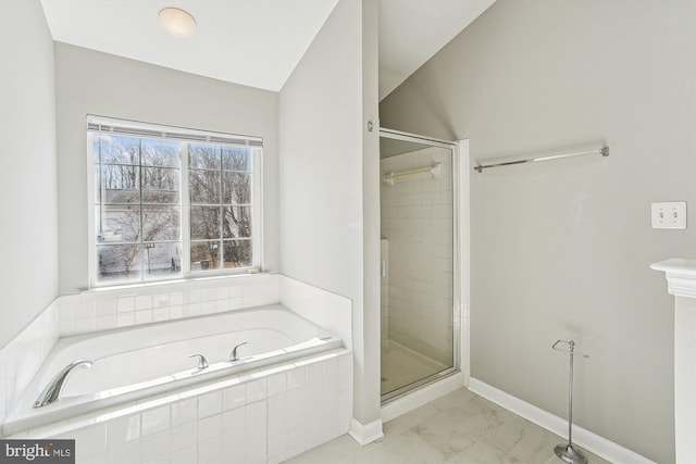 bathroom with plus walk in shower