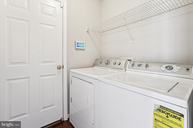 laundry area featuring independent washer and dryer