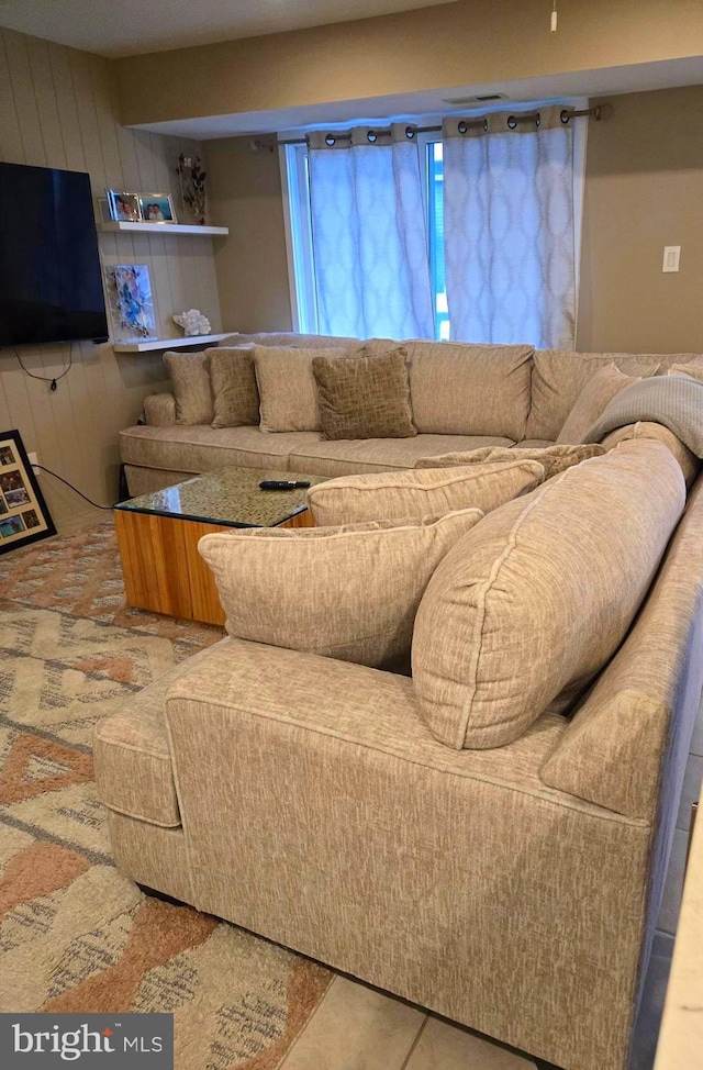 view of tiled living area