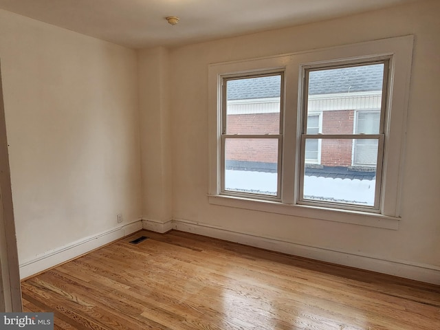 empty room featuring a wealth of natural light and light wood-type flooring