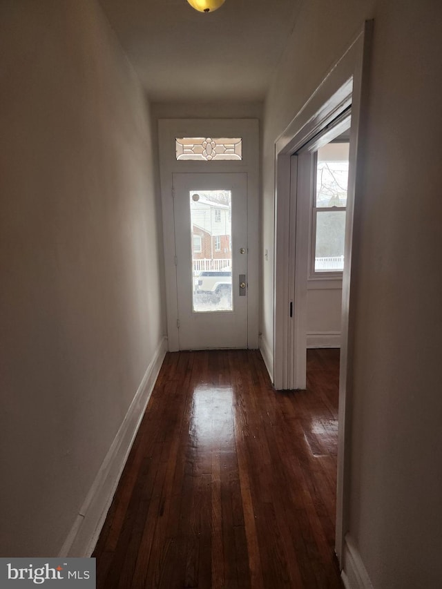 doorway to outside featuring dark hardwood / wood-style flooring