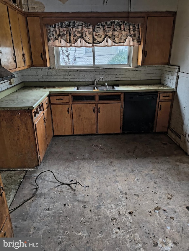 kitchen with black dishwasher and sink