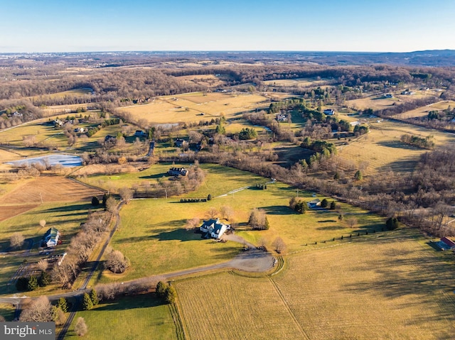 drone / aerial view with a rural view