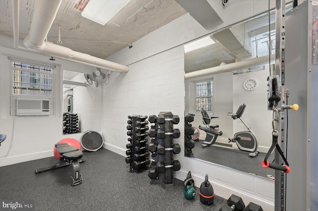 exercise room featuring cooling unit