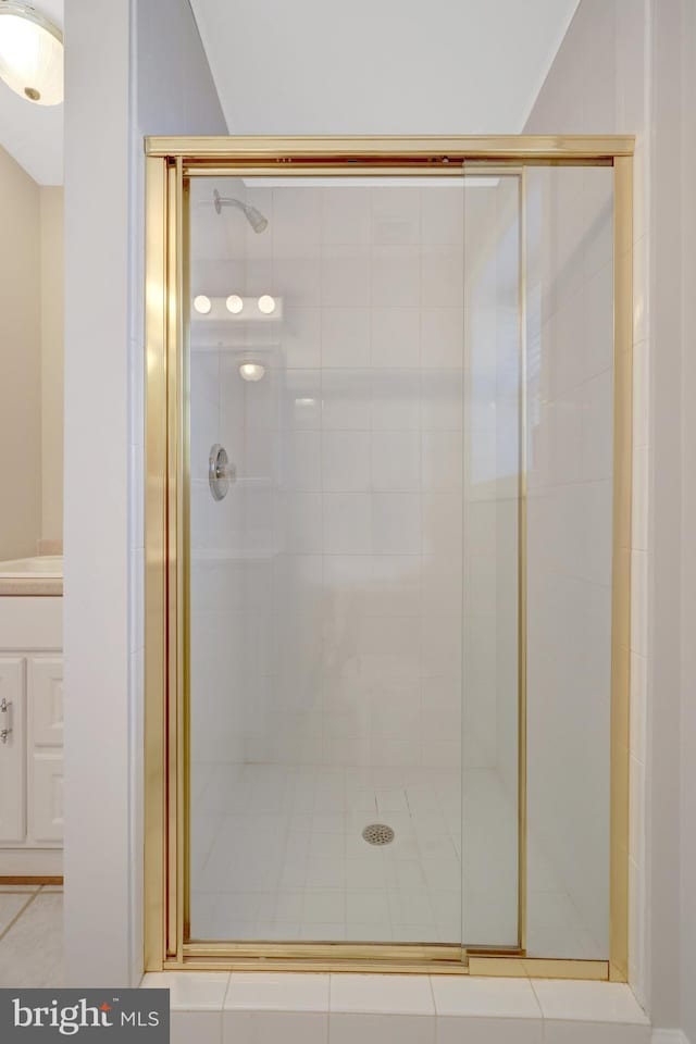 full bathroom featuring a shower stall