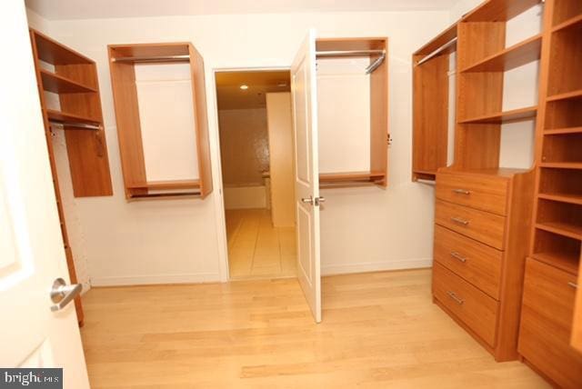 walk in closet featuring light hardwood / wood-style floors