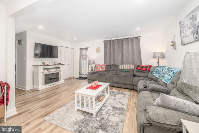 living room with light wood-type flooring