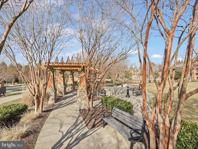 view of home's community featuring a pergola