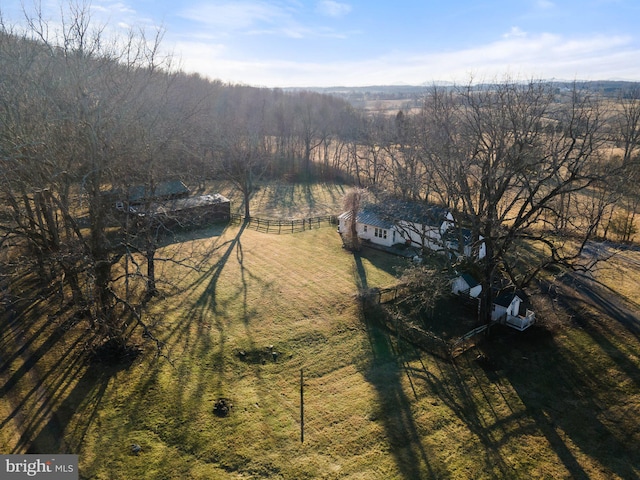 bird's eye view with a rural view