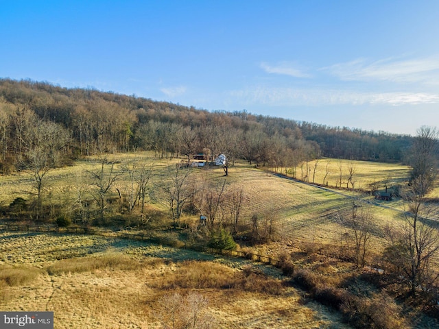 drone / aerial view with a rural view