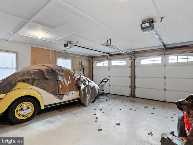 garage with a garage door opener